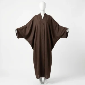 Abaya kimono lin naturel femme coupe ample raffinée - Vue 1 - Abaya Kimono