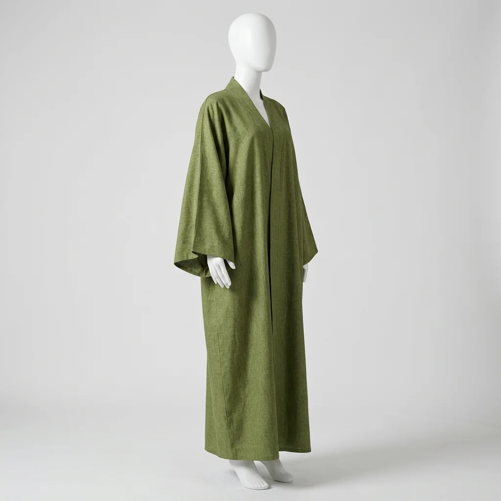 Abaya kimono lin respirant femme style minimaliste - Vue 1 - Abaya Kimono