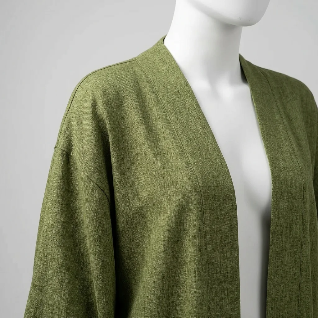 Abaya kimono lin respirant femme style minimaliste - Vue 2 - Abaya Kimono