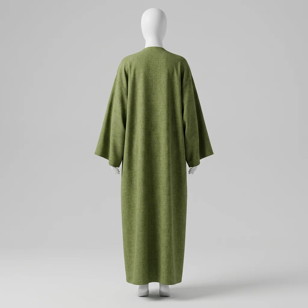 Abaya kimono lin respirant femme style minimaliste - Vue 3 - Abaya Kimono