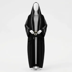 Abaya kimono mélange soie broderie sophistiquée tenue complète femme - Vue 1 - Abaya Kimono