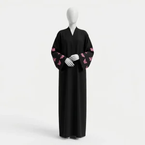 Abaya kimono polyester broderies papillons allure distinguée femme - Vue 1 - Abaya Kimono