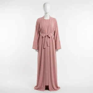 Abaya kimono polyester ensemble deux pièces femme fluide - Vue 1 - Abaya Kimono