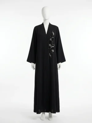 Abaya kimono polyester finitions perlées cérémonie élégante femme - Vue 1 - Abaya Kimono