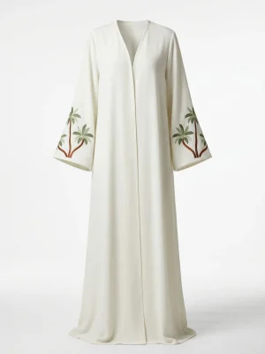 Abaya kimono polyester fluide brodé coupe majestueuse femme - Vue 1 - Abaya Kimono