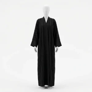Abaya kimono polyester fluide femme élégante rayée - Vue 1 - Abaya Kimono