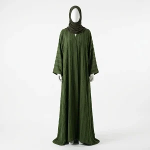 Abaya kimono polyester fluide rayée style moderne femme - Vue 1 - Abaya Kimono