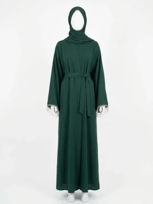 Abaya kimono polyester fluide structuré tenue habillée femme - Vue 1 - Abaya Kimono