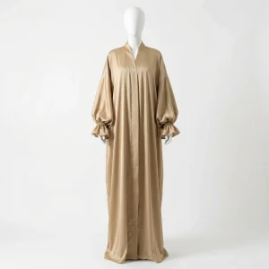 Abaya kimono polyester satiné manches bouffantes style contemporain - Vue 1 - Abaya Kimono